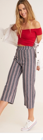 Subdued Cropped Culotte Pant Black White Size S Made in Italy - Picture 2 of 8